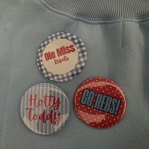 Ole Miss Rebels Button Set - Red & Light Blue Fan Pins